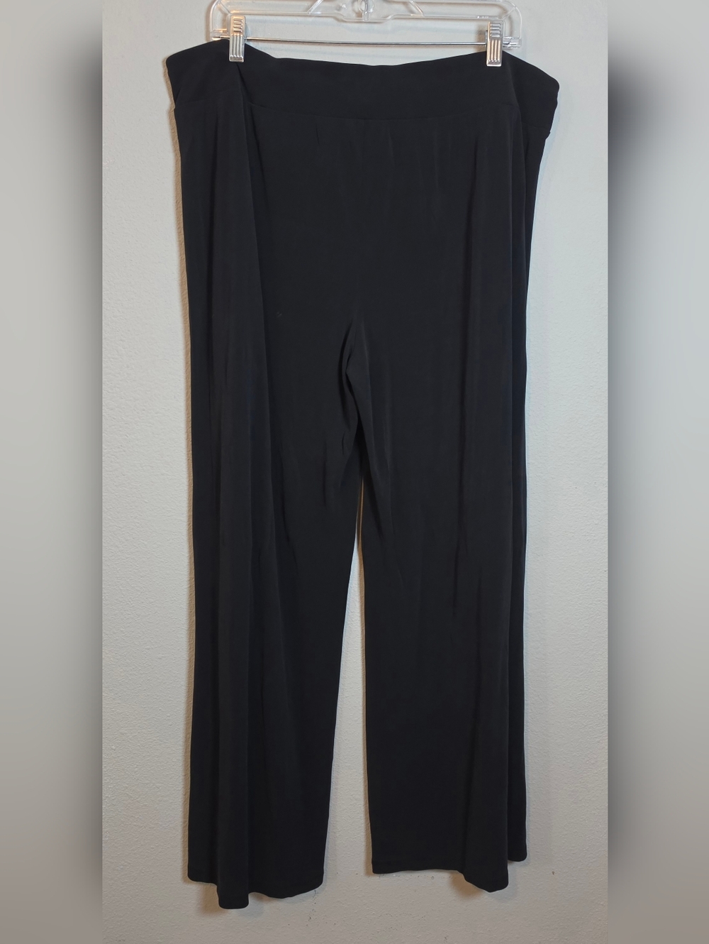 Eileen Fisher 100% Silk Wide Leg Pants XL Black Quiet Luxury Minimalist Pull On